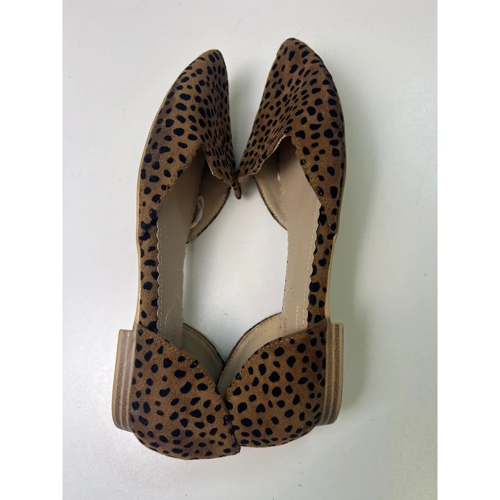 Isaac Mizrahi New York Leopard Print‎ D'Orsay Pointed Toe Scalloped Flats 7.5
